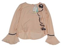 Nové - meruňková šifonová halenka s volánkem 