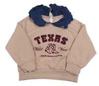 Staroružová mikina s nápisom a modrým golierikom Primark