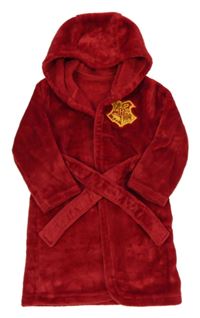 Rubínový plyšový župan s erbem a kapucí - Harry Potter