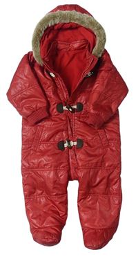 Červená šušťáková zimná kombinéza s kapucňou M&S