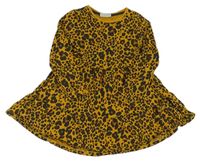 Medové bavlnené šaty s leopardím vzorom Matalan