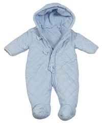 Svetlomodrá prešívaná šušťáková zimná kombinéza s kapucňou Mothercare