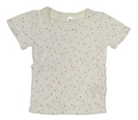 Biele tričko so srdiečkami a čipkou H&M