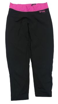 Černo-tmavorůžové capri sportovní legíny kappahl