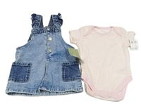 2set - Ružovo-biele pruhované body + modré rifľové na traké šaty