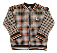 Bielo-čierno-oranžová kockovaná prepínaci mikina s písmeny zn. River Island
