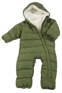 Khaki šušťáková zimná kombinéza s kapucňou Pocopiano