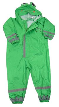 Zelená šusťáková jarní kombinéza s kapucí - žába 