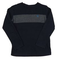 Tmavomodré triko s melírovaným pruhem a dinem Next