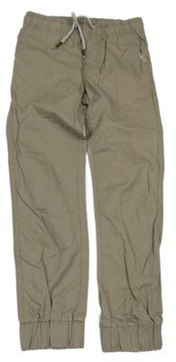 Hnědé plátěné cuff kalhoty Dopodopo