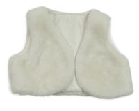 Biela kožušinová podšitá crop vesta