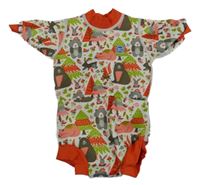 Bílo-korálovo-zelené neoprenové body se zvířátky Splash About 