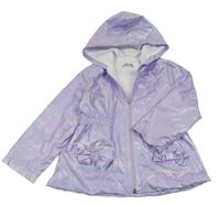 Lila trblietavá šušťáková jarná parka s kapucňou