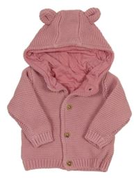 Růžový propínací podšitý svetr s kapucí M&S