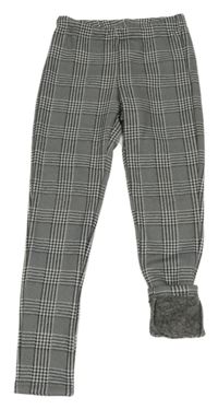 Černo-bílé kostkované zateplené legíny Yigga