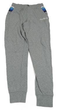 Sivo-modré tepláky s nápisom