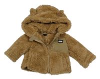 Béžová chlpatá prepínaci mikina s kapucňou