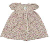 Nové - Bielo-ružovo-oranžové kvetované šaty Primark