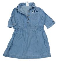 Svetlomodré ľahké rifľové šaty s kvetmi C&A