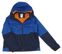 Tmavomodro-modrá šušťáková jarná funkčná bunda s kapucňou Quechua