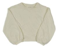 Smetanové žebrované crop triko Next