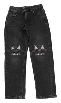 Tmavosivé relaxed fit rifle s kočičkami Denim Co.