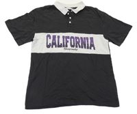 Antracitovo-biele polo tričko s nápisom H&M