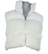 Dámská smetanová huňato/šusťáková zateplená crop vesta H&M