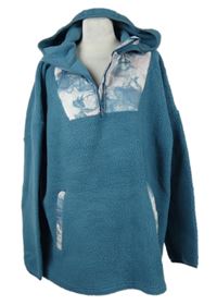 Dámská modro-vzorovaná huňatá mikina s kapucí Animal