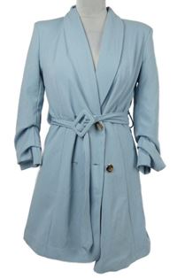 Dámský světlemodrý sakový kabát s páskem Boohoo 