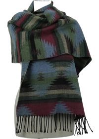 Dámska farebná vzorovaná šál s strapcemi