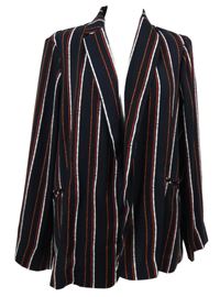 Dámsky tmavomodrý prúžkovaný sakový cardigán M&S