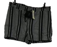 Nové - Dámske čierno-biele prúžkované voľné é kraťasy Papaya