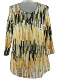 Dámska žlto-kaki-biela vzorovaná tunika Helena Vera