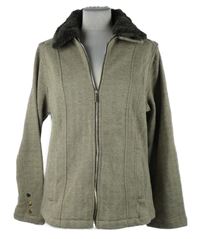 Dámská béžovo-černá vzorovaná pletená bunda s kožíškem Classic 