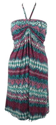 Dámské modro-růžové vzorované šaty se zavazováním za krkem Esmara 