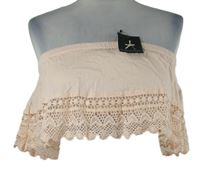 Nové - Dámský světlerůžový bandeau top s krajkou Atmosphere 