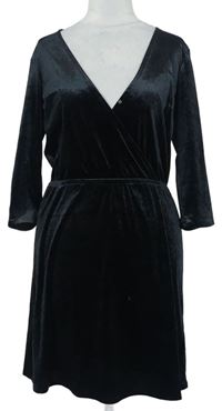 Dámske čierne zamatové šaty H&M