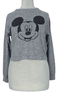 Dámske sivé úpletové crop tričko s Mickeym zn. Love To Lounge