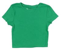 Zelené rebrované crop tričko