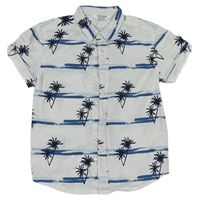 Bielo-modrá pruhovaná košeľa s palmami Primark