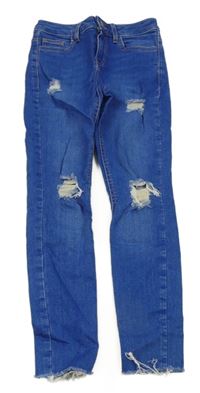 Modré skinny rifle s prošoupáním New Look