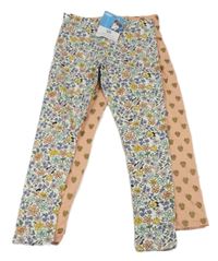 Nové- 2set- legíny růžové s Minnie+ modré kvetinové s Minniezn. F&F