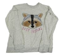 Bielo-čierna melírovaná mikina so zvieratkom C&A