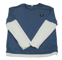 Tmavomodro-biela mikina s nášivkou Shein