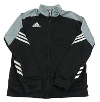 Černo-šedá sportovní propínací mikina s logem Adidas