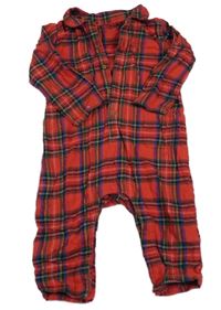 Červeno-farebný kockovaný overal TU