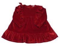 Červené sametové šaty s volánkem F&F