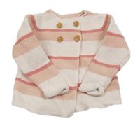 Ružový pruhovaný prepínaci sveter Mothercare