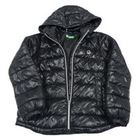 Černá šusťáková prošívaná zimní bunda s kapucí Benetton